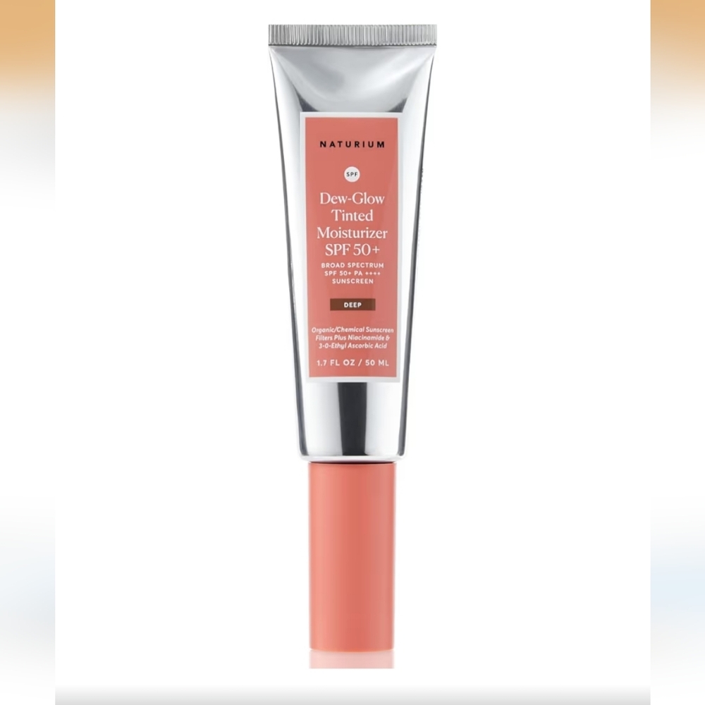 Naturium's Dew-Glow Tinted Moisturizer SPF 50+ in Shade Deep